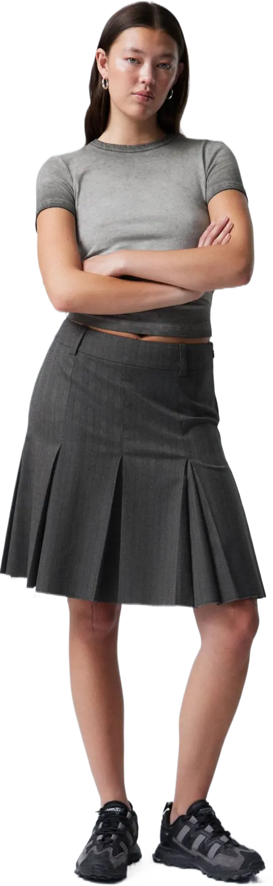 PLEATED MIDI SUITING SKIRT