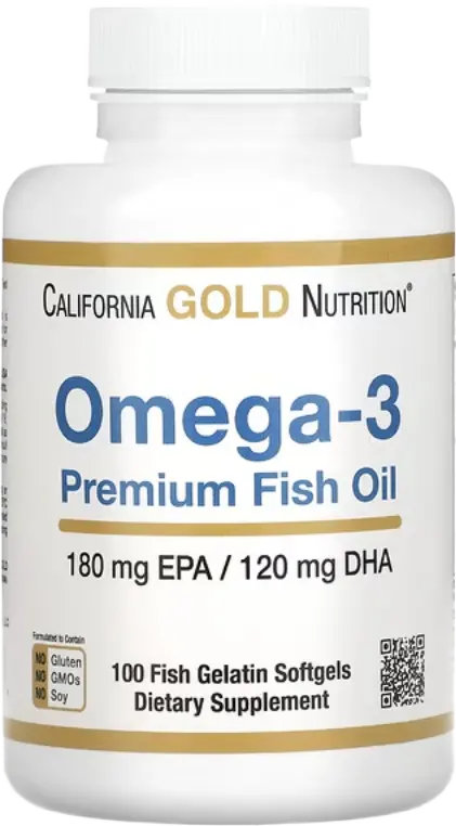 California Gold Nutrition, Omega-3 Premium Fish Oil, 2,200 mg, 100 Fish Gelatin Softgels (1,100 mg per Softgel)