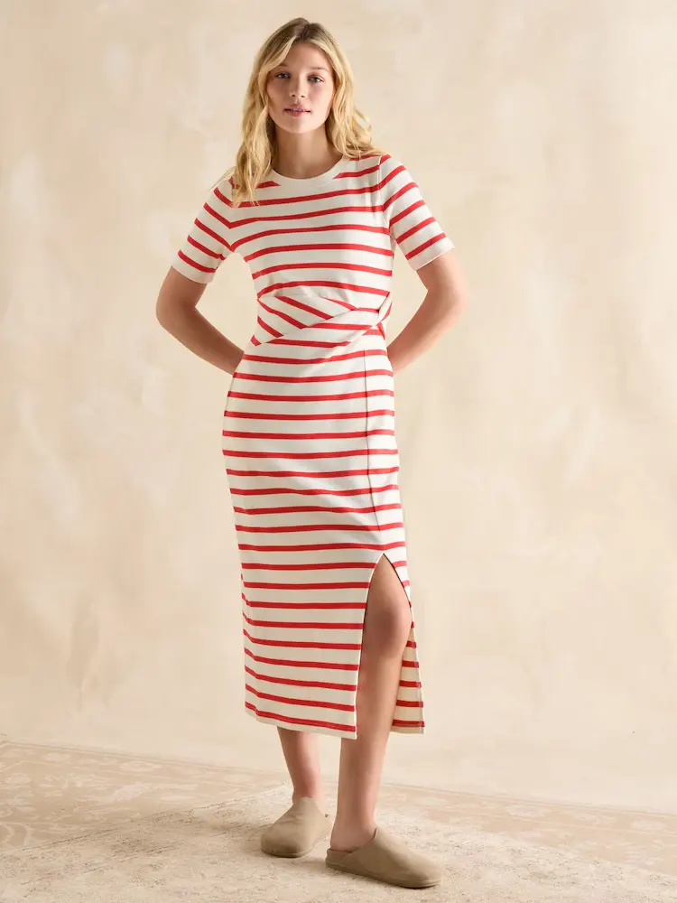 Annabelle Red/White Twist Jersey T-Shirt Dress 